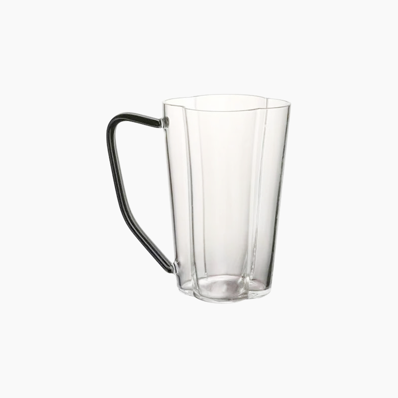 Clover fluted glass mug borosilicate tall glass mug for hot and cold beverages