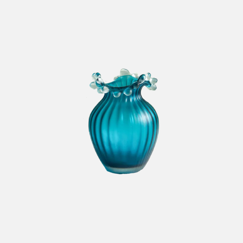 elegant wave ripple vase with ruffled rim