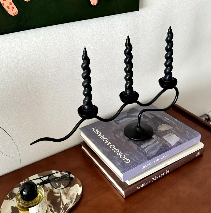 Deco Wave Iron Candle Holder