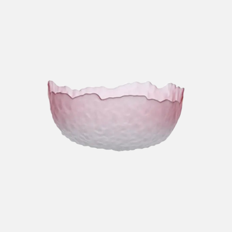 Frosted gradient dessert bowl textured glass bowl with petal edges for dessert