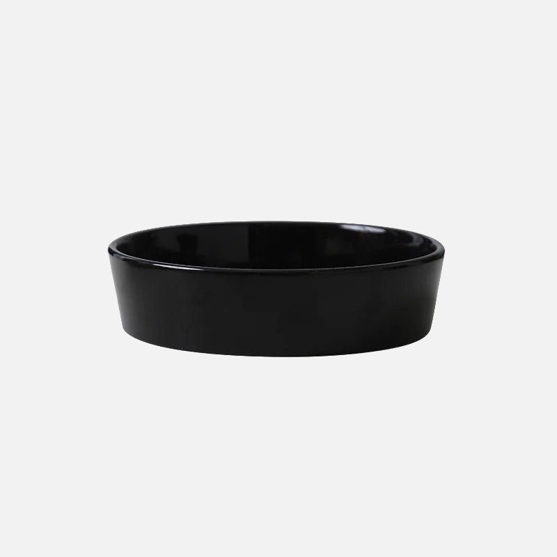 black ceramic elevated pet feeding bowl