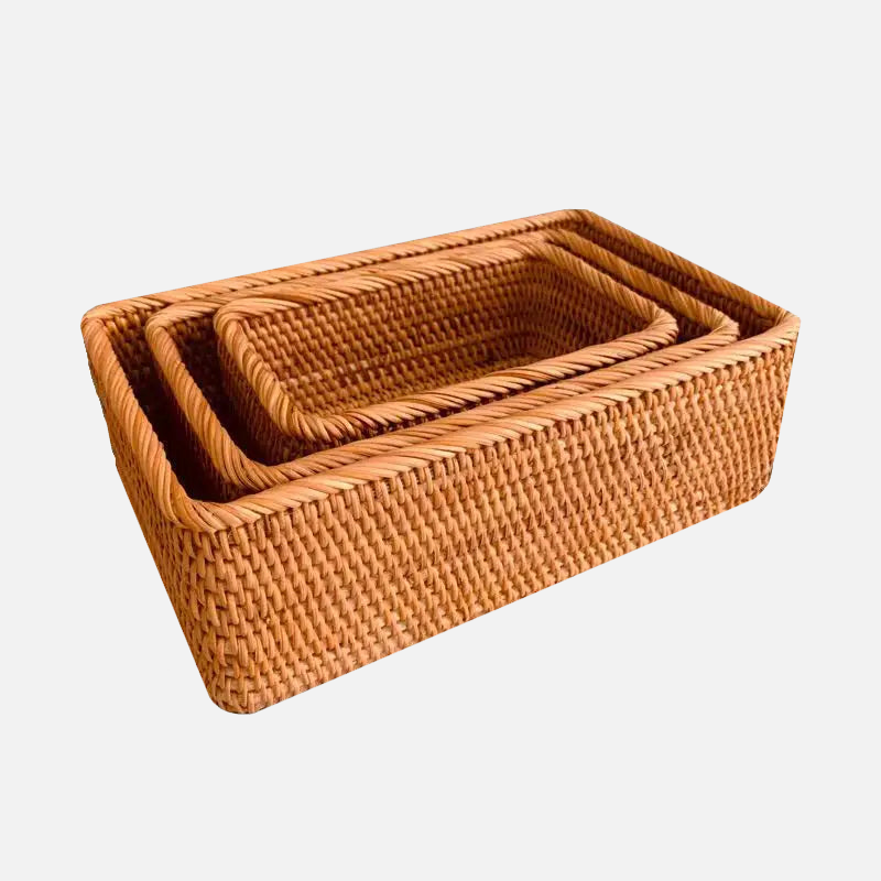 Hand-woven Rattan Wicker Basket storage for sundries bamboo organizer basket