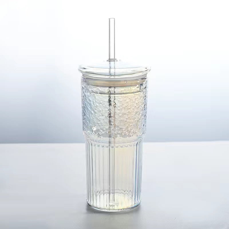 High-value Glass Cup With Lid & Straw