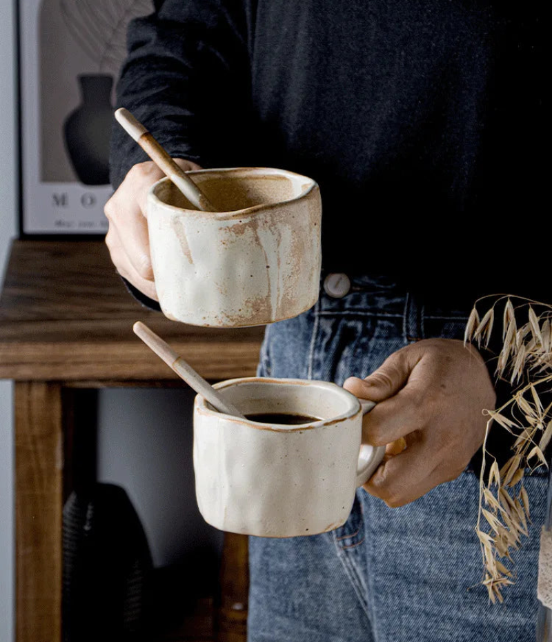 Retro Ceramic Coffee Mug handcrafted rustic coffee and vintage tea cup 