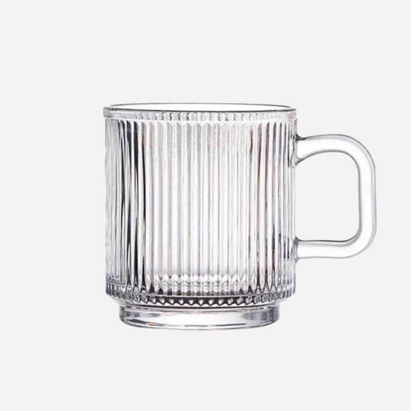 Vertical Stripes Glass Cup ridged texture glass mug for hot and cold drrinks