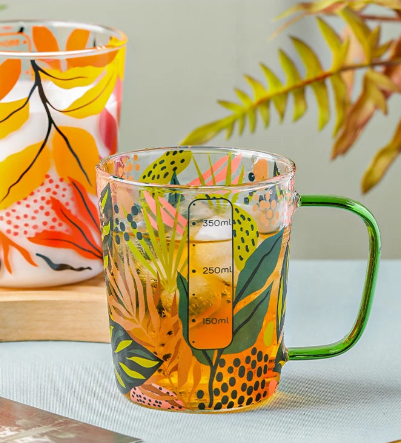 Summer Leaf Glass Mug