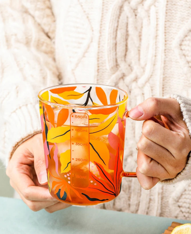 Summer Leaf Glass Mug