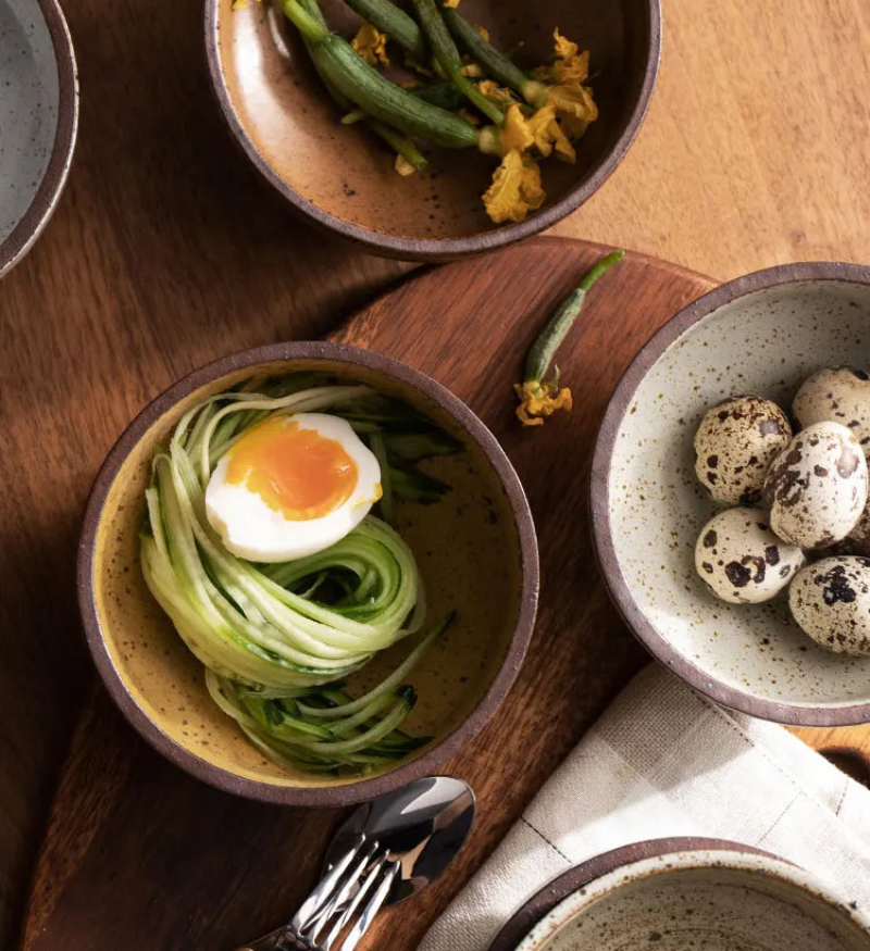 Ceramic dinner bowls speckled glazed finish earthenware rustic bowls