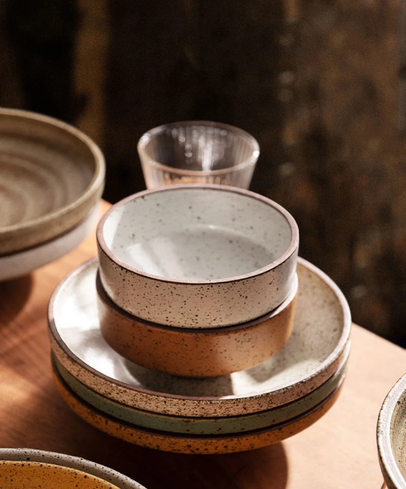 Ceramic dinner bowls speckled glazed finish earthenware rustic bowls