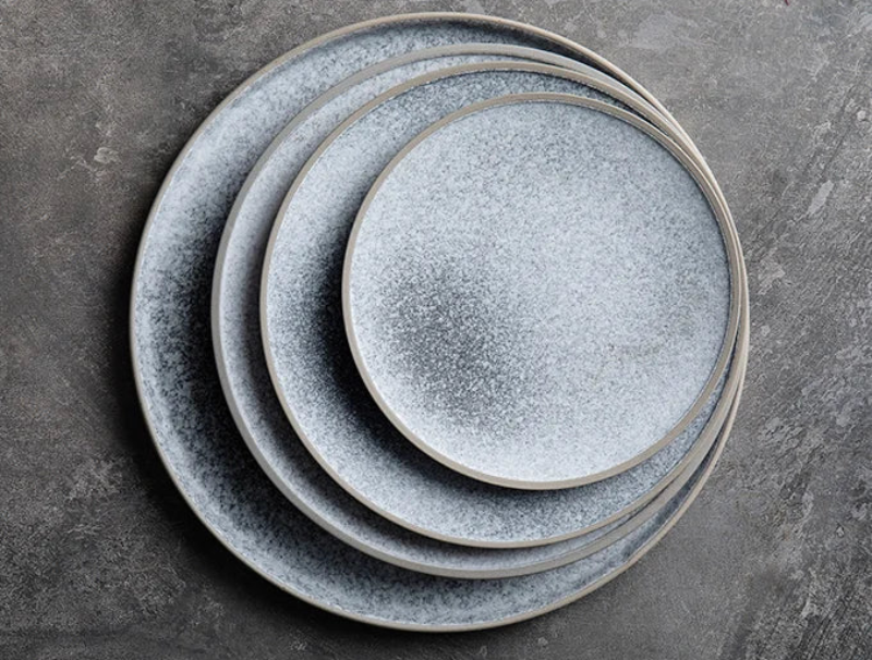 Sallow Glazed Ceramic Dinnerware plates textured plates with speckled finish for casual and formal dining