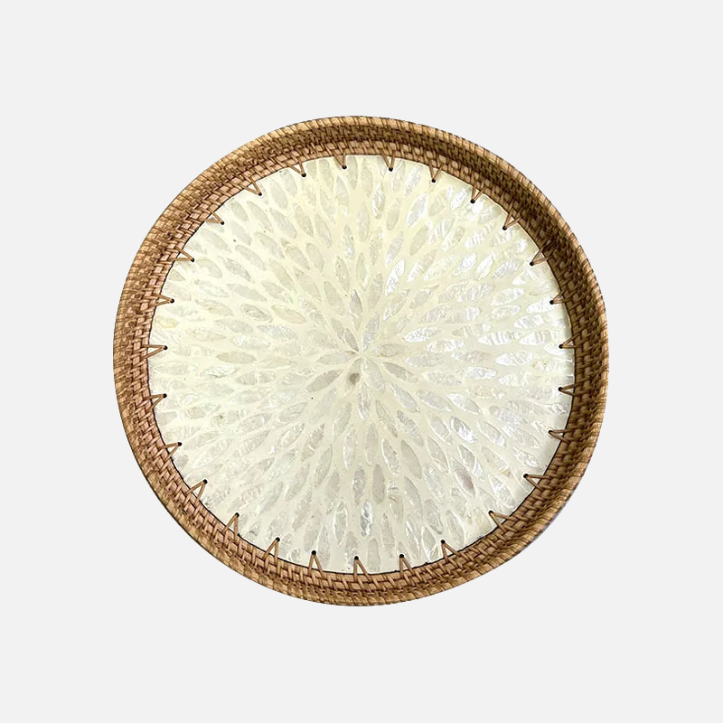 Rattan Fruit Basket Shell Tray lotus leaf design handcrafted tray