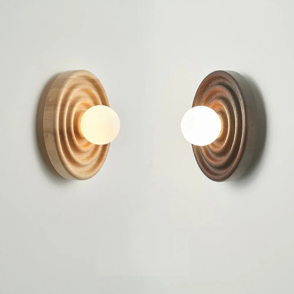 Ripple Walnut Wall Lamp solid wood retro walnut headlight entrance lighting wall decor