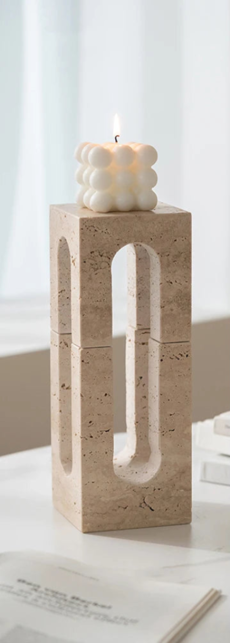 minimalist travertine marble stone sculptures for home decor 