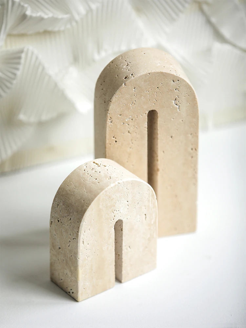 minimalist travertine marble stone sculptures for home decor 