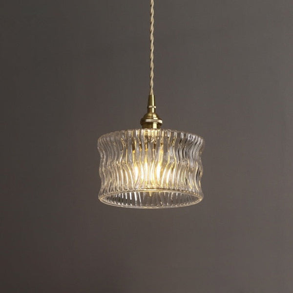 Round Transparent Glass Brass Pendant Lamp