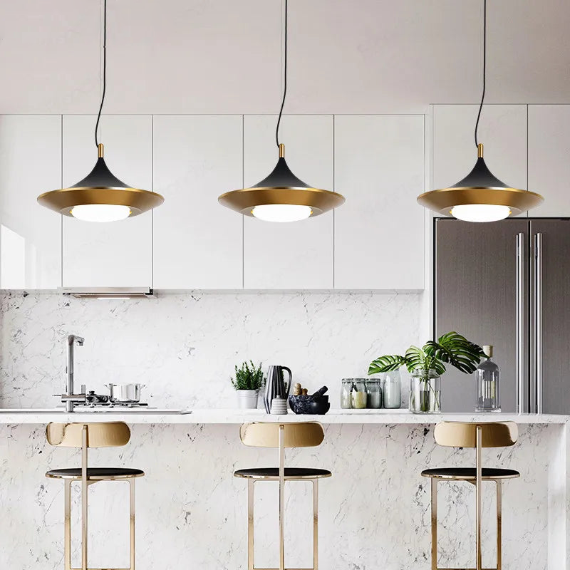 Modern Led Pendant Light Sleek Halo Adjustable Height Pendant Lamp 