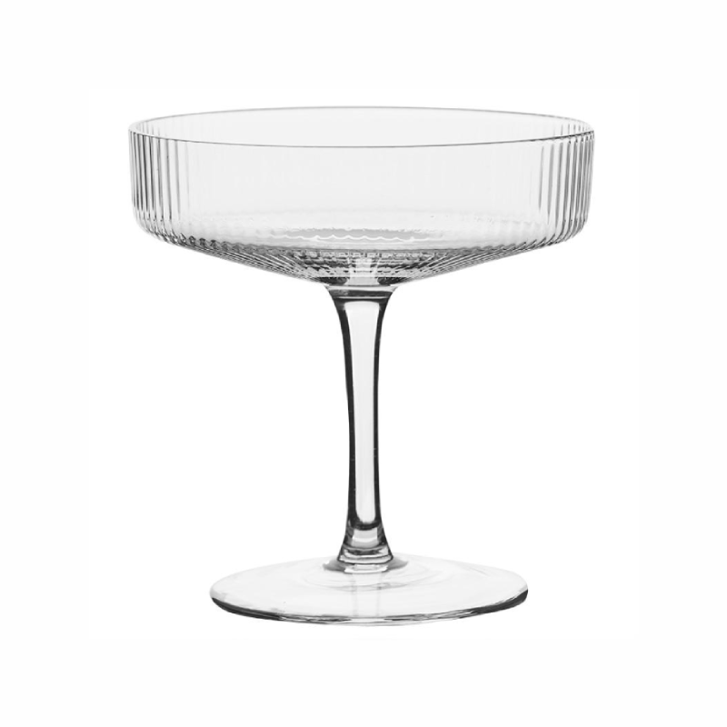 round textured champagne and cocktail glass