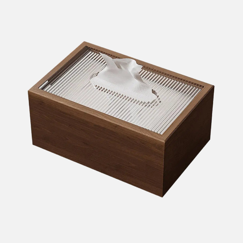 Napkin Holder for Home Wood Tissue Box Light Luxury Desktop Napkin Organizer with Acrylic Lid for Room