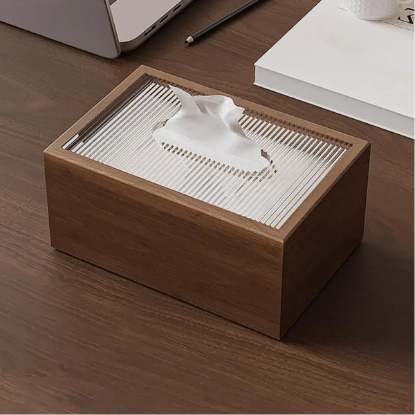 Napkin Holder for Home Wood Tissue Box Light Luxury Desktop Napkin Organizer with Acrylic Lid for Room