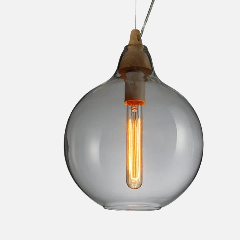 artisan hand-blown glass pendant lights with exposed filament bulbs