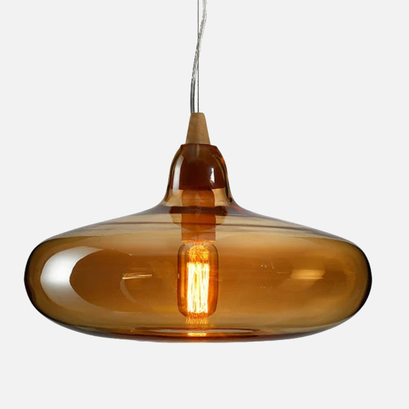 artisan hand-blown glass pendant lights with exposed filament bulbs