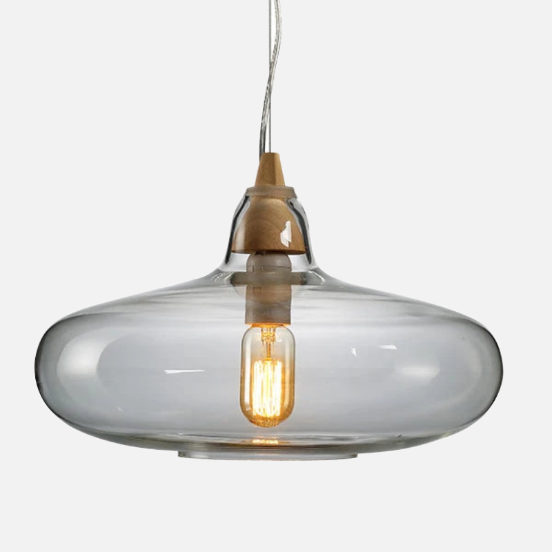 artisan hand-blown glass pendant lights with exposed filament bulbs