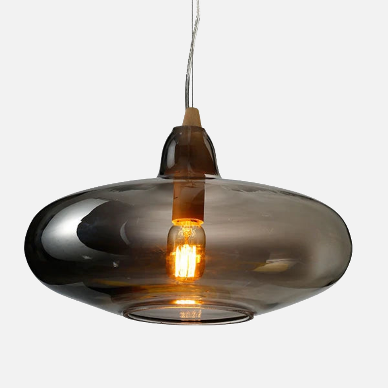 artisan hand-blown glass pendant lights with exposed filament bulbs