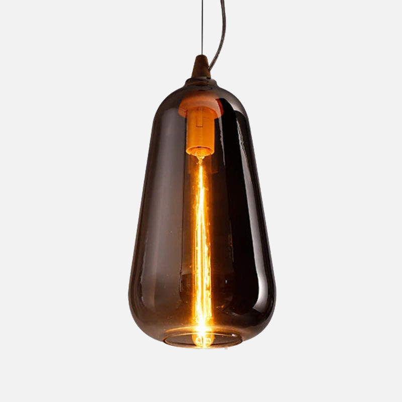 artisan hand-blown glass pendant lights with exposed filament bulbs