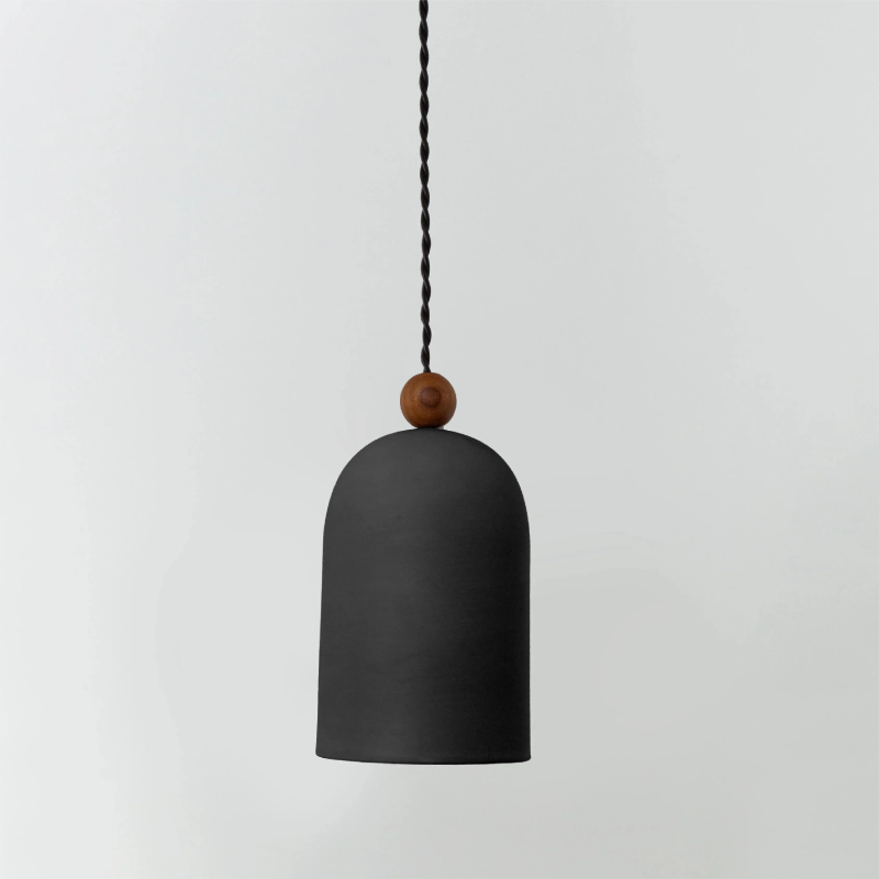 matte white black metal and walnut japanese Pendant Lamp minimalist nature decor