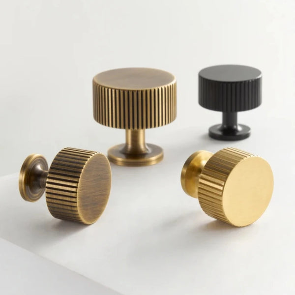 Ripple Texture Solid Brass Knob Luxury drawer and door handle