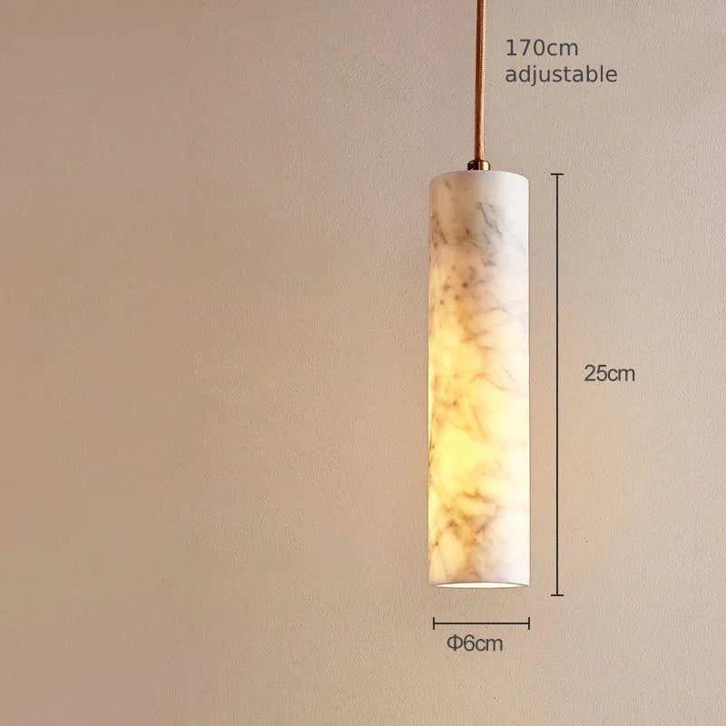 Opus marble LED pendant light cylinder marble lamp 