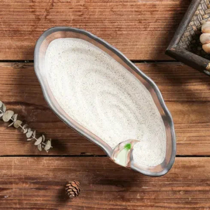 ceramic oyster shaped serving plates kiln-glazed appetizer dessert plate