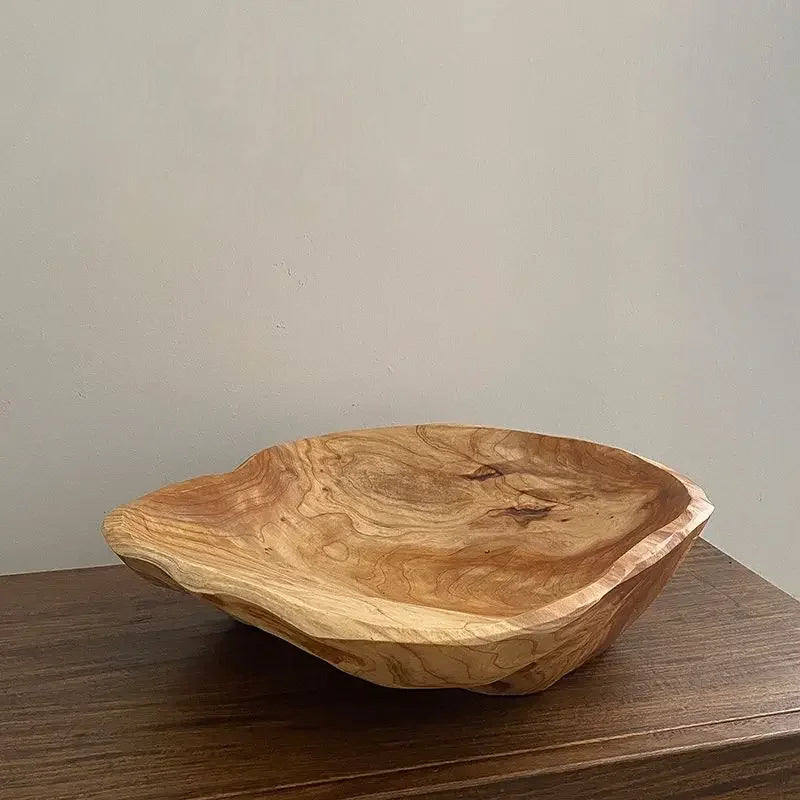 Natural Wood Fruit Tray irregular shaped wooden fruit bowl