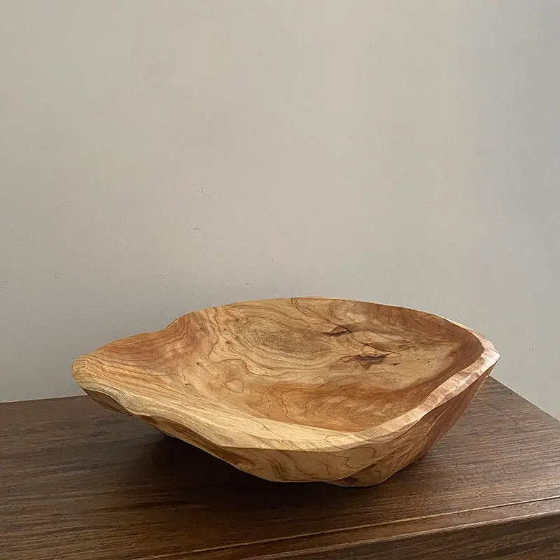 Natural Wood Fruit Tray irregular shaped wooden fruit bowl