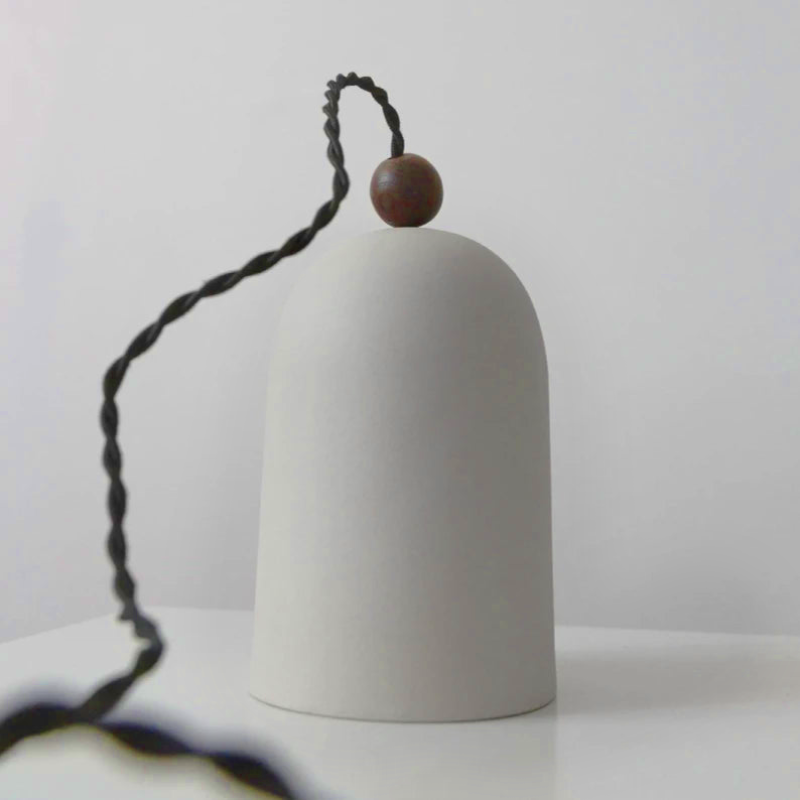 matte white black metal and walnut japanese Pendant Lamp minimalist nature decor