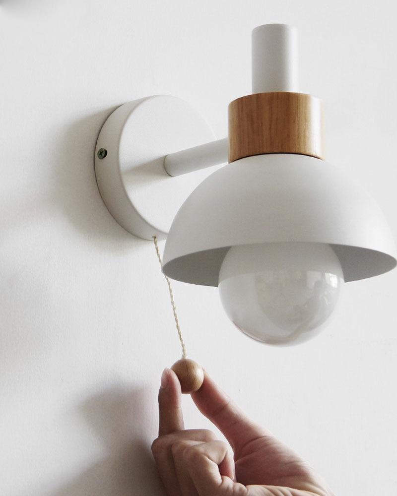 Mid Century Wood & Metal Globe Wall Sconce white