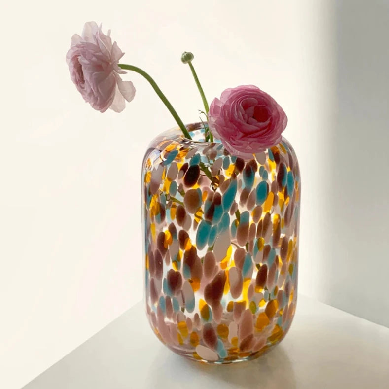 retro Murano glass color dot vase