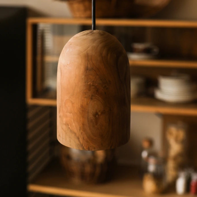 rustic wooden bell pendant light natural wood pendant lamp