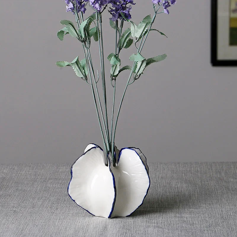 Star fruit porcelain flower vase handpainted fruit shape vase porcelain ceramic white and blue vase