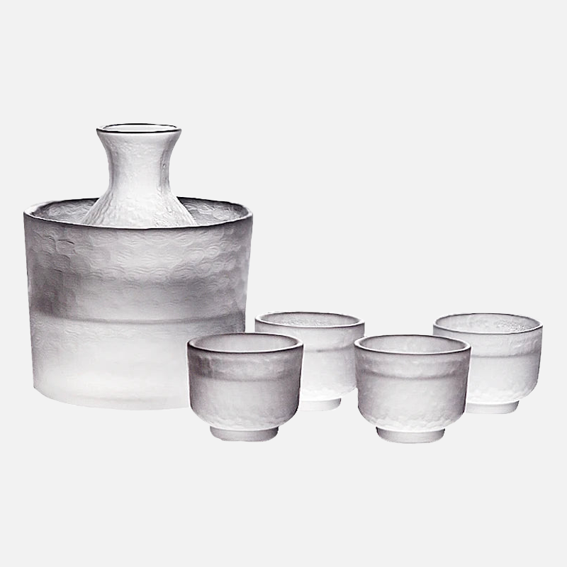 transparent frosted glass sake set