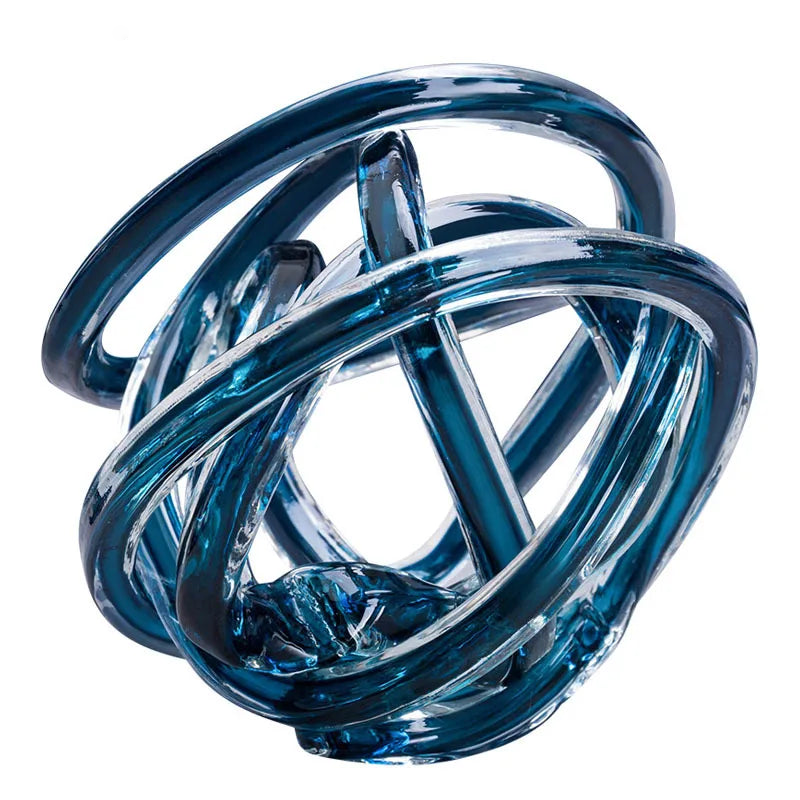 Handcrafted twisted coil glass sculpture minimalist desk decoration