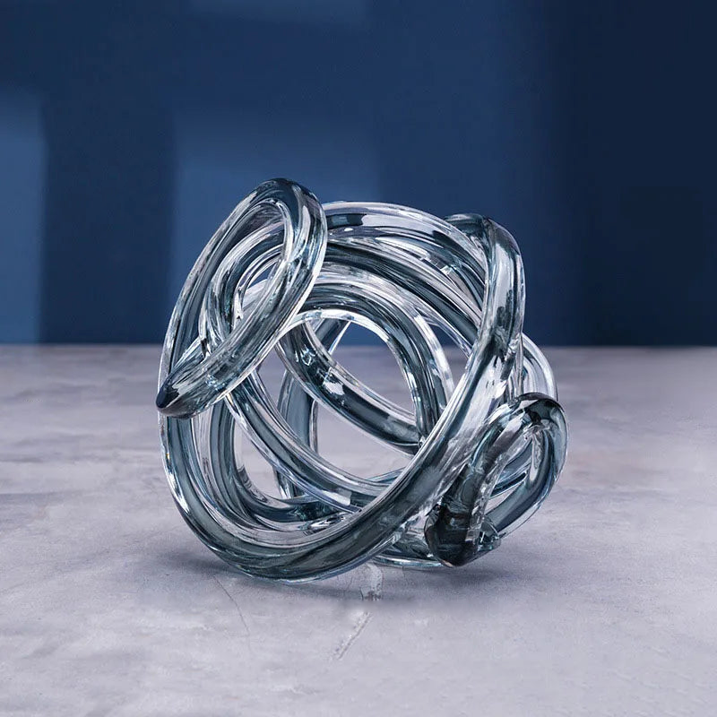 Handcrafted twisted coil glass sculpture minimalist desk decoration