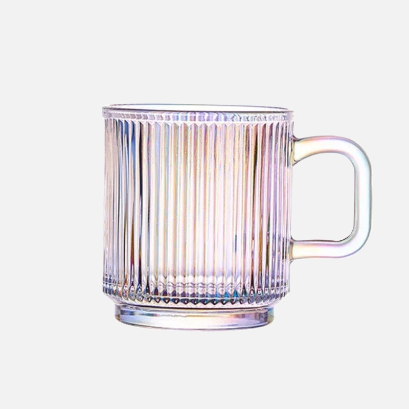 Vertical Stripes Glass Cup ridged texture glass mug for hot and cold drinks