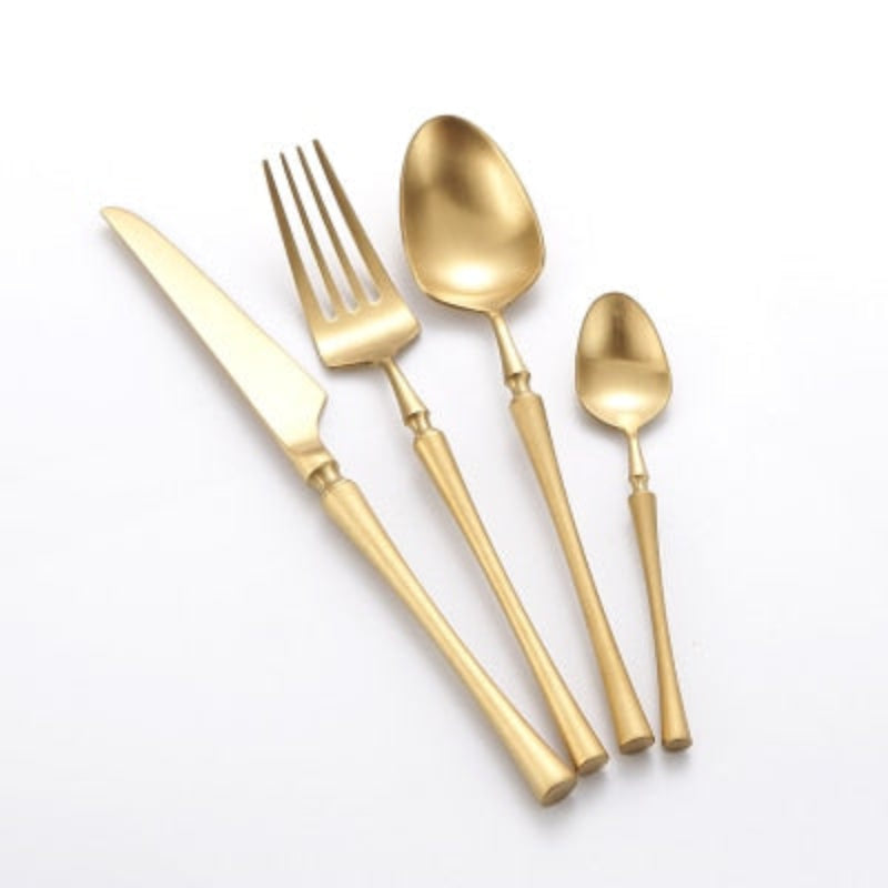 stainless steel matte finish gold cutlery set