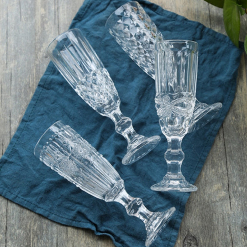 Vintage Embossed Goblets & Champagne Glass