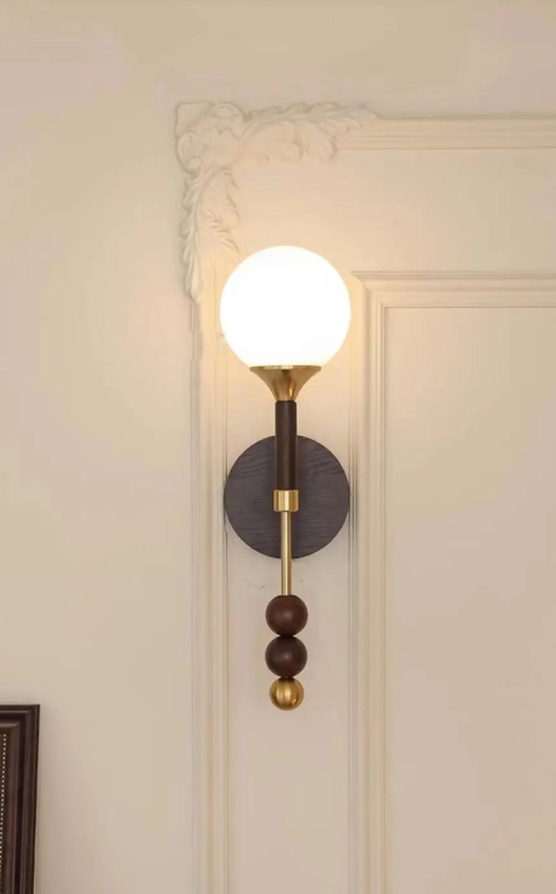 Vintage Wood Glass Lamps Retro Glass Wall Sconce and Ceiling Lamp Elegant Wall lamp