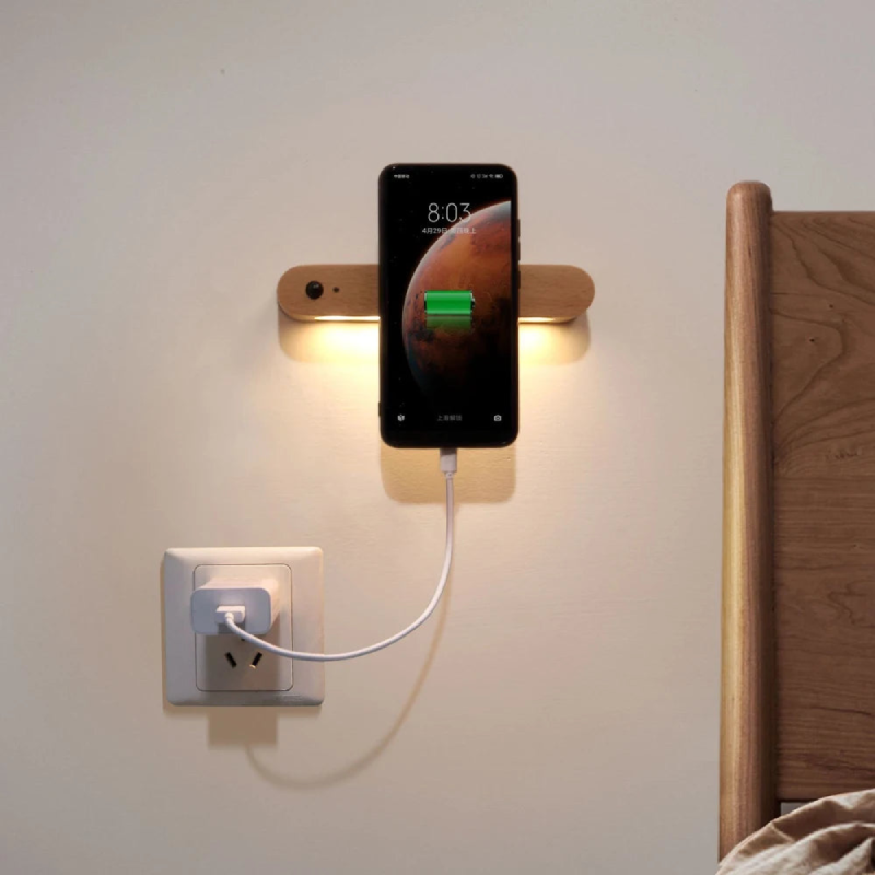 wooden magnetic key holder and nightlight sensor minimalist portable