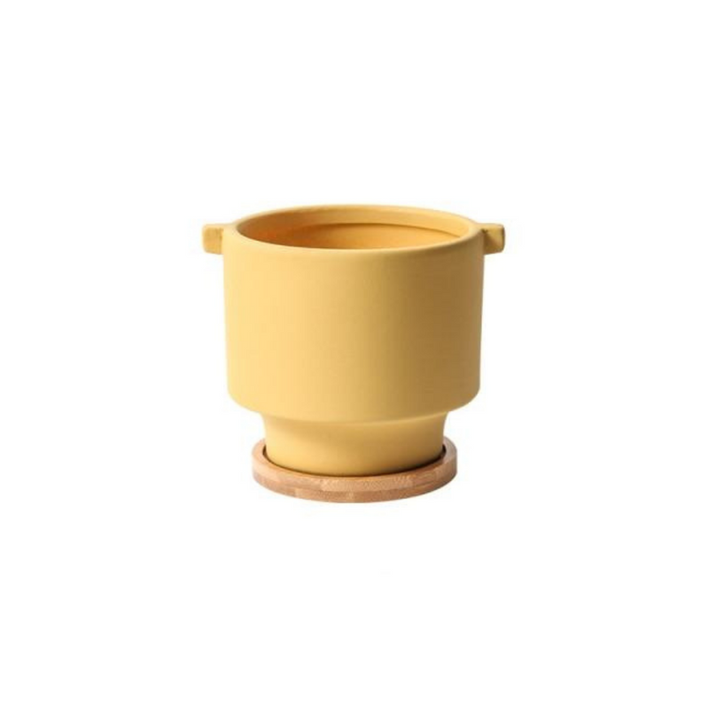 Round Yellow Ceramic Pot