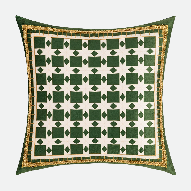 Velvet Cushion Leaves Pillow Cover Rainforest Green Leaves