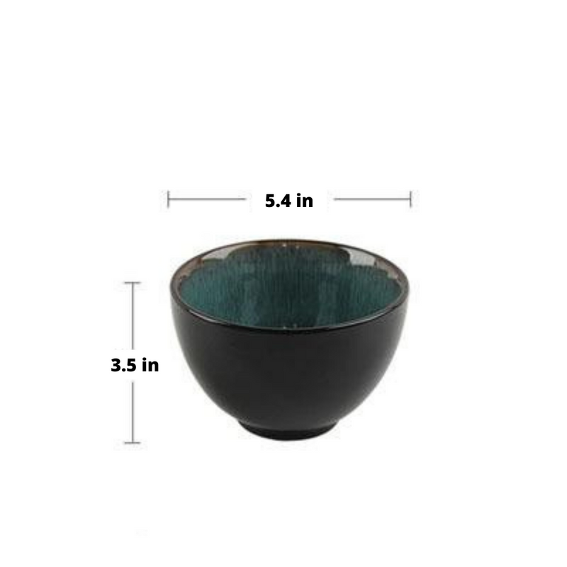 Emerald Green Glazed Peacock Ceramic Porcelain Soup Bowl